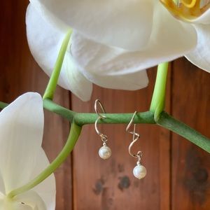 Silver and Pearl Drop Earrings